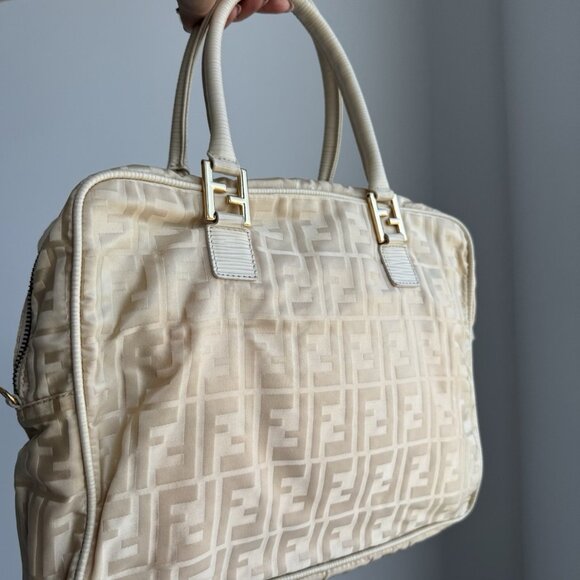 FENDI Zucca Canvas Hand Bag Beige Auth - Picture 1 of 12